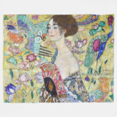 Lady mit einem Fan, Gustav Klimt Fleecedecke (Vorderseite (Horizontal))