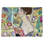 Lady mit einem Fan, Gustav Klimt Große Geschenktüte (Vorderseite)