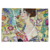 Lady mit einem Fan, Gustav Klimt Große Geschenktüte (Rückseite)