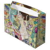 Lady mit einem Fan, Gustav Klimt Große Geschenktüte (Rückseite Schrägansicht)