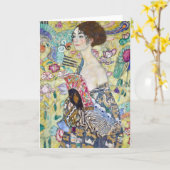 Lady mit einem Fan, Gustav Klimt Karte (Gelbe Blume)