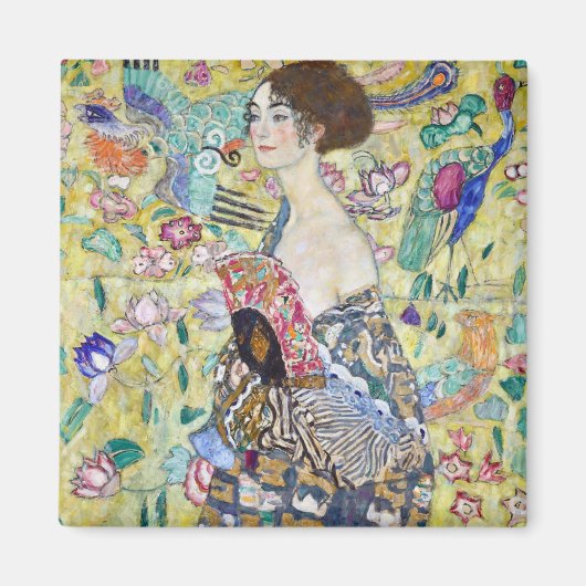 Lady mit einem Fan, Gustav Klimt Magnet (Vorne)