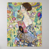 Lady mit einem Fan, Gustav Klimt Poster (Vorne)