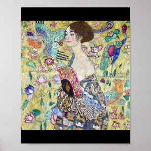 Lady mit einem Fan, Gustav Klimt Poster