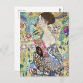 Lady mit einem Fan, Gustav Klimt Postkarte (Vorne/Hinten)
