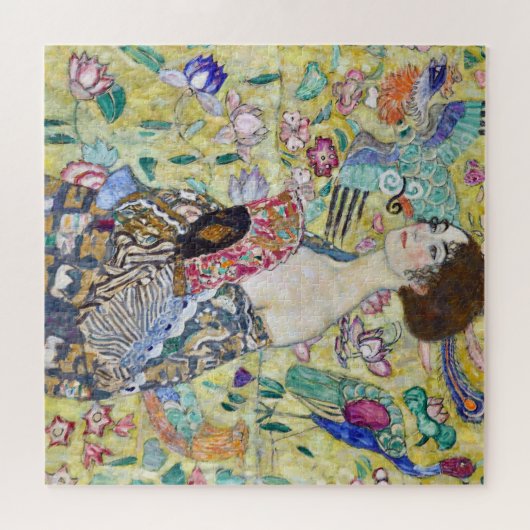 Lady mit einem Fan, Gustav Klimt Puzzle (Horizontal)