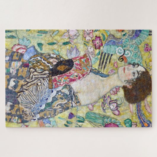 Lady mit einem Fan, Gustav Klimt Puzzle (Horizontal)