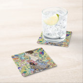 Lady mit einem Fan, Gustav Klimt Rechteckiger Pappuntersetzer (Vor Ort)