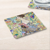 Lady mit einem Fan, Gustav Klimt Rechteckiger Pappuntersetzer (angewinkelt)