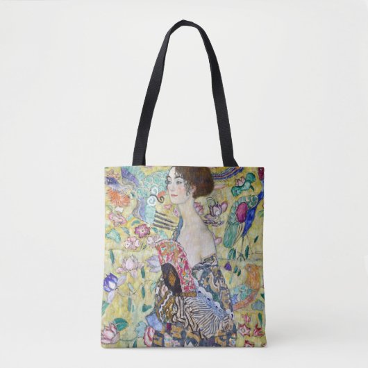 Lady mit einem Fan, Gustav Klimt Tasche (Vorderseite)