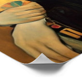 LADY MIT EINEM FAN Gustav Klimt Wand-Kunstposter Poster (Ecke)