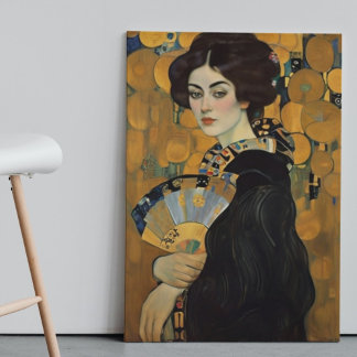 LADY MIT EINEM FAN Gustav Klimt Wand-Kunstposter Poster