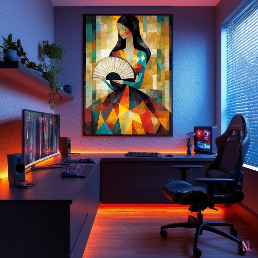 Lady mit einem Fan - Kubistin inspiriert durch Kli Poster