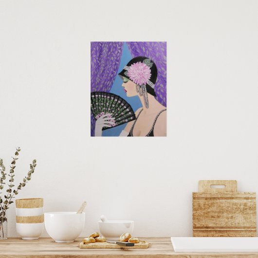 LADY MIT EINEM FAN POSTER (Küche)