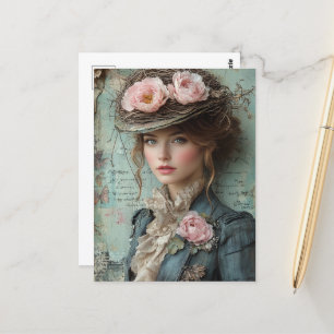 Lady mit einem Nature Hat Postkarte