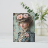 Lady mit einem Nature Hat Postkarte (Stehend Vorderseite)