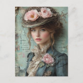 Lady mit einem Nature Hat Postkarte (Vorderseite)