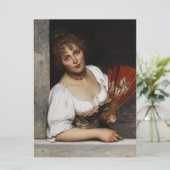 Lady mit einem roten Fan Karte (Stehend Vorderseite)