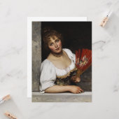 Lady mit einem roten Fan Karte (Vorderseite/Rückseite Beispiel)