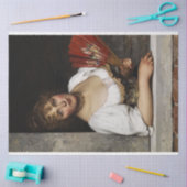 Lady mit einem roten Fan (von Eugene de Blaas) Seidenpapier (Basteln)