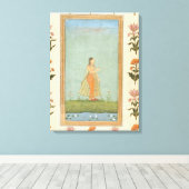 Lady mit einer Blume, stehend von einem Lilienteic Leinwanddruck (Insitu (Holzboden))