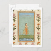 Lady mit einer Blume, stehend von einem Lilienteic Postkarte (Vorne/Hinten)