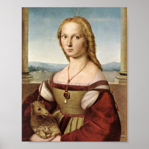 Lady mit Einhorn von Raphael Canvas Print Poster