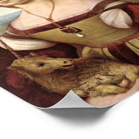 Lady mit Einhorn von Raphael Print Poster (Ecke)
