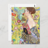 Lady mit Fan-Malerei Postkarte (Vorne/Hinten)