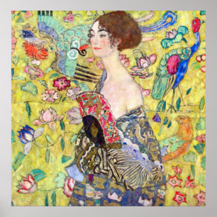 Lady mit Fan von Gustav Klimt Poster