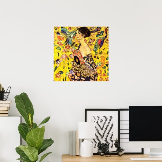 Lady mit Fan von Gustav Klimt Poster (Heimbüro)