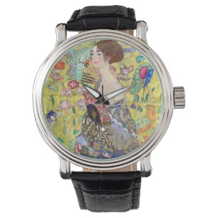 Lady mit Fan von Gustav Klimt, Vintager Japonismus Armbanduhr