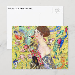 Lady mit Fan von Gustav Klimt, Vintager Japonismus Postkarte