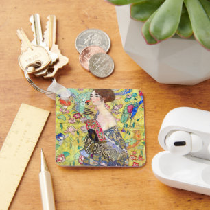 Lady mit Fan von Gustav Klimt, Vintager Japonismus Schlüsselanhänger