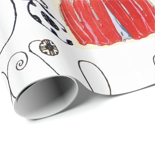 LADY MIT FOENIX ,ART DECO SCHÖNHEIT KOSTEN GESCHENKPAPIER (Rolleneckpunkt)