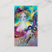 LADY MIT GEFÜHRTEM MASK MONOGRAM Blue Green Visitenkarte (Rückseite)