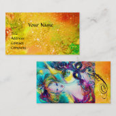 LADY MIT GEFÜHRTEM MASK-MONOGRAM, goldgelb Visitenkarte (Vorne/Hinten)