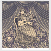 Lady mit Gitarre Aufkleber (Blatt)