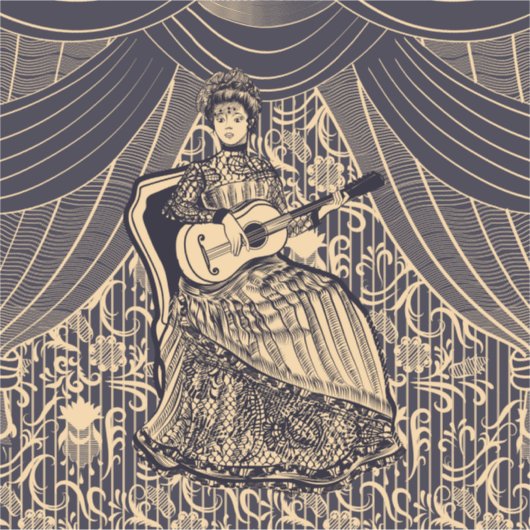 Lady mit Gitarre Aufkleber (Vorderseite)