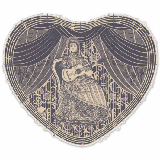 Lady mit Gitarre Aufkleber (Vorderseite)