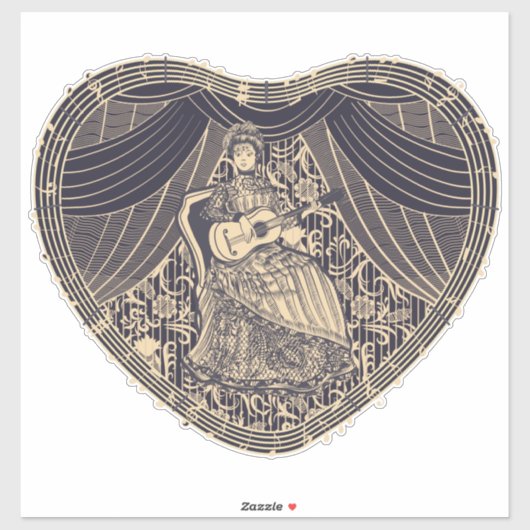 Lady mit Gitarre Aufkleber (Blatt)