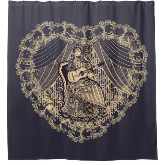 Lady mit Gitarre Duschvorhang (Vorderseite)