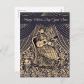 Lady mit Gitarre Feiertagspostkarte (Vorne/Hinten)