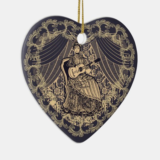 Lady mit Gitarre Keramik Ornament (Rechts)