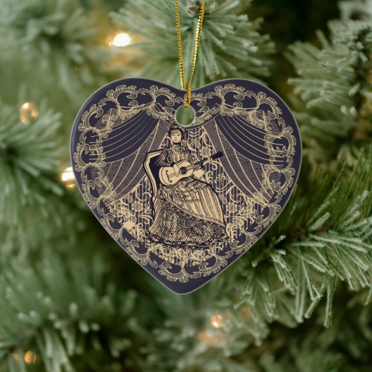 Lady mit Gitarre Keramik Ornament (Baum)