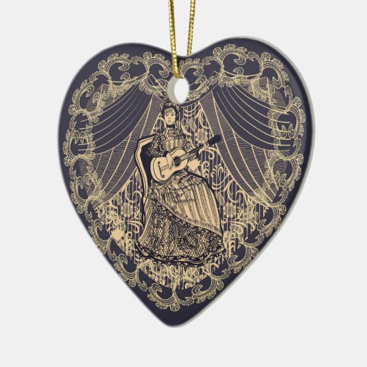 Lady mit Gitarre Keramik Ornament (Links)