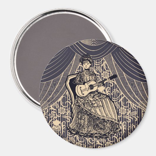 Lady mit Gitarre Magnet (Vorderseite/Rückseite)