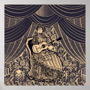 Lady mit Gitarre Poster