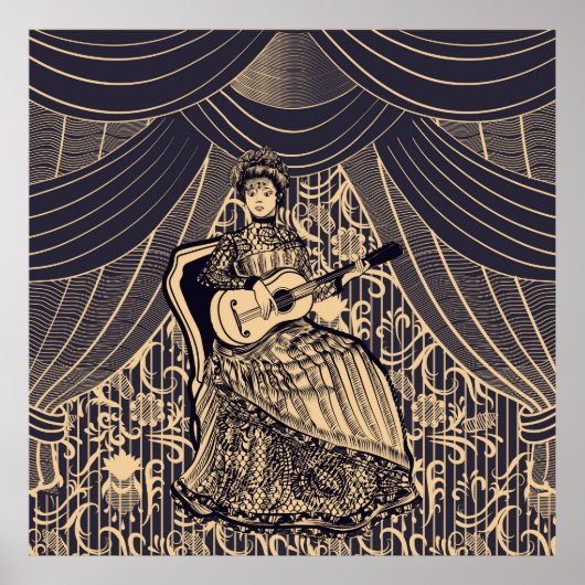 Lady mit Gitarre Poster (Vorne)