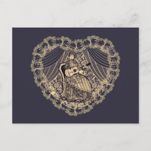 Lady mit Gitarre Postkarte